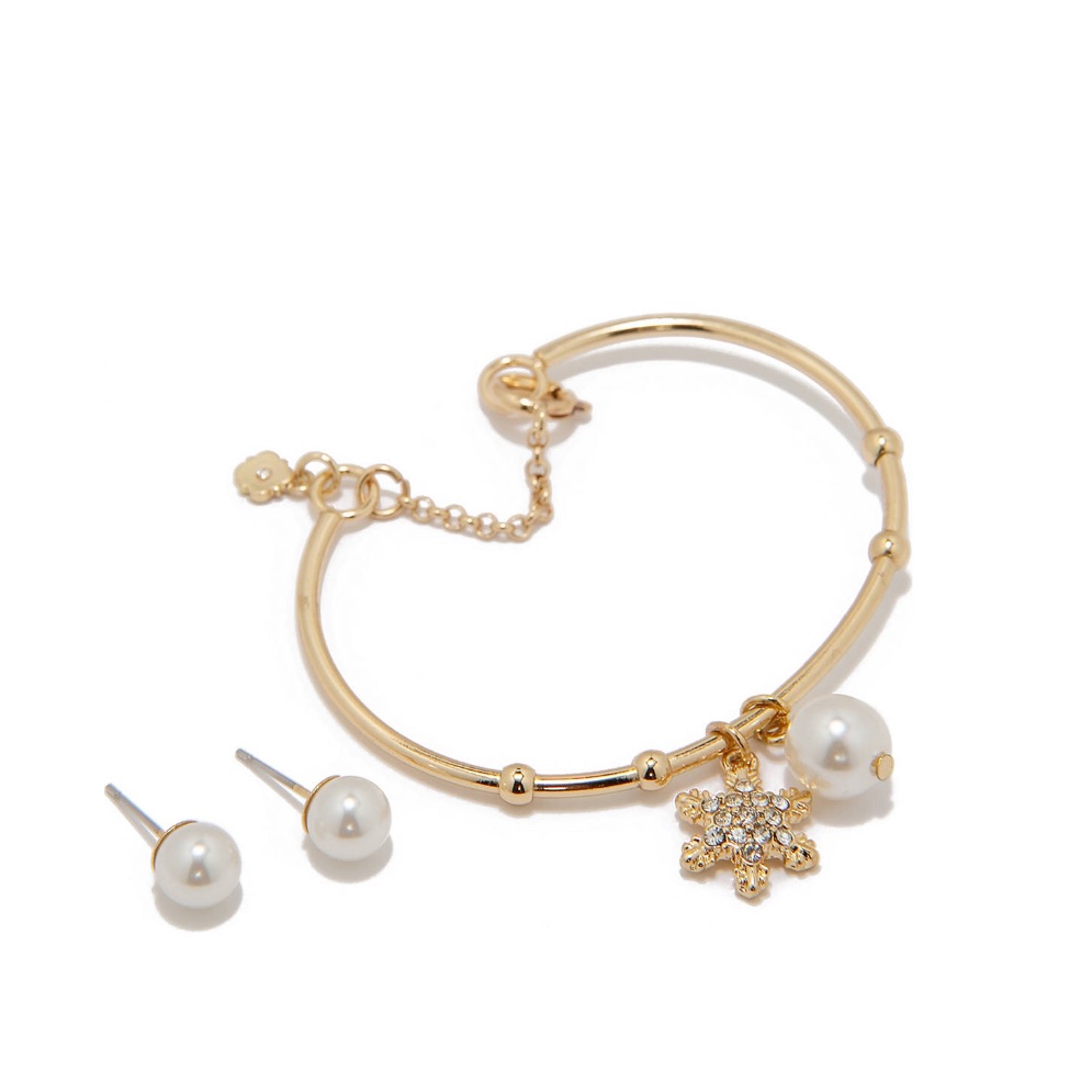Crown Ivy Boxed Gold Tone Pearl Crystal Set 18$